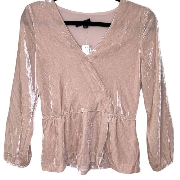 J. Crew Velour Wrap Front Peplum Blouse - Picture 8 of 16